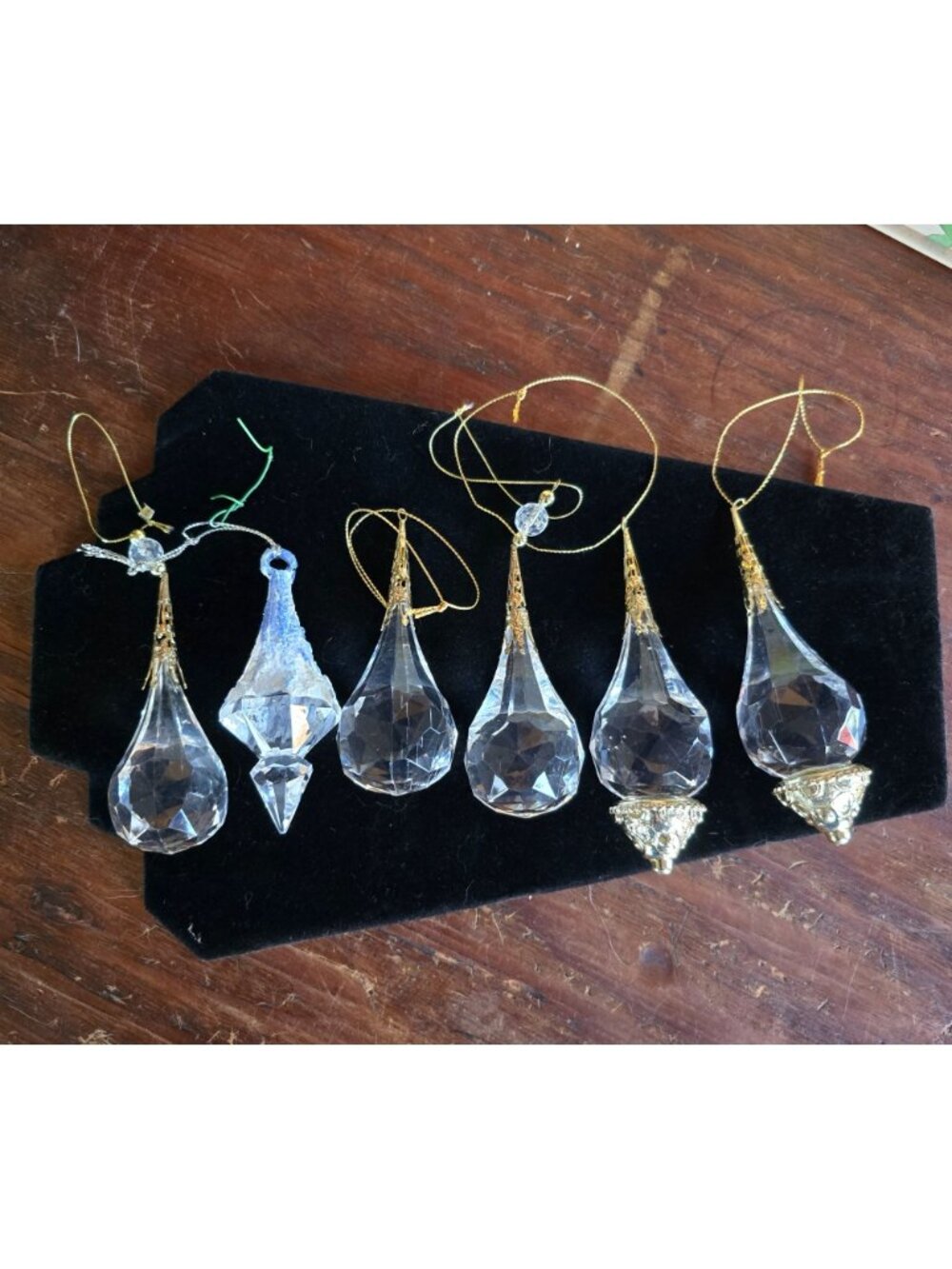 Vintage Clear Acrylic Icicle Ornaments Gold Filigree Teardrop Prism Xmas Lot 6 - Picture 14 of 14